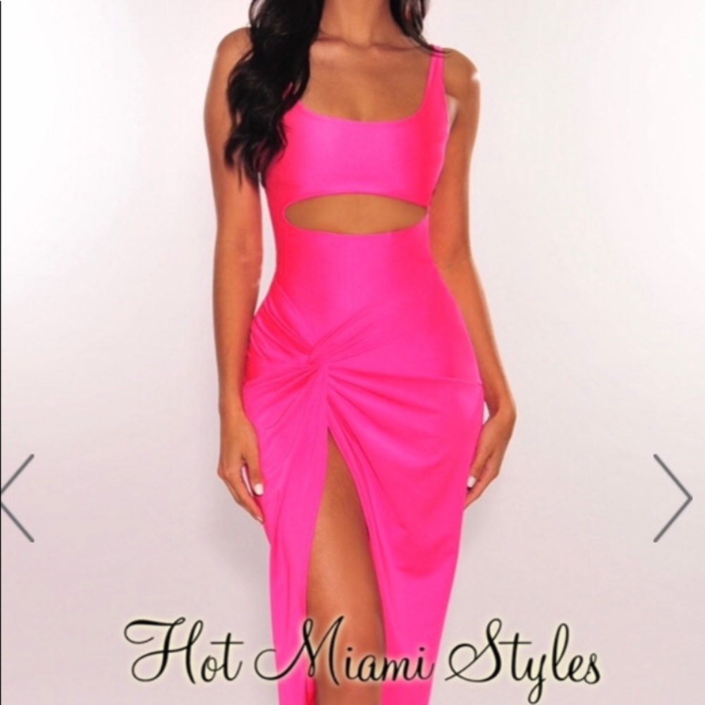Hot pink 2 piece cut out dress